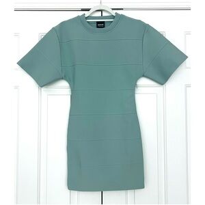 Herve Leger Raglan Sleeve Sheath Mini Bandage Dress in Seafoam Green - Size XS